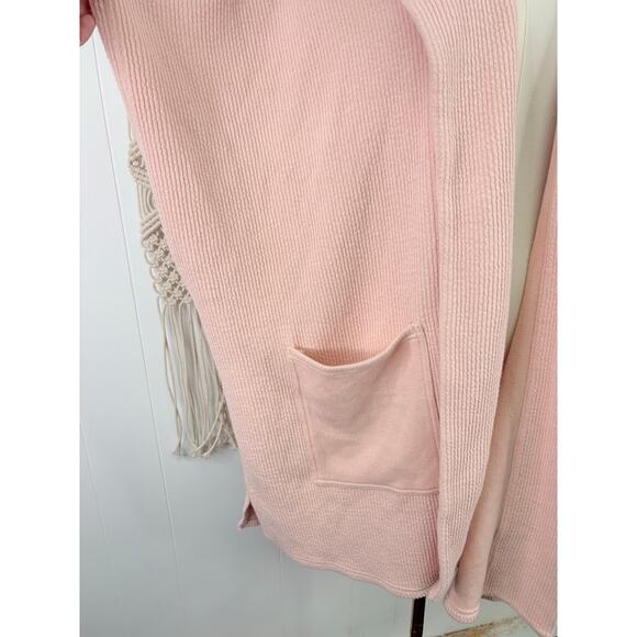 Aerie Pink Ribbed Hooded Sweater Cape Size Medium Longline Duster - Picture 5 of 9